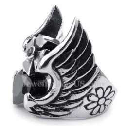 Titanium Kruisveerring Met Zwarte Zirkoon