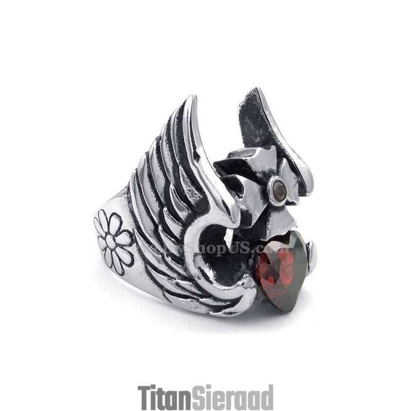 Titanium Kruisveerring Met Rode Zirkoon Titanium Kruisveerring Met Rode Zirkoon
