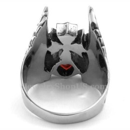 Titanium Kruisveerring Met Rode Zirkoon