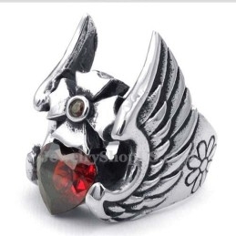 Titanium Kruisveerring Met Rode Zirkoon