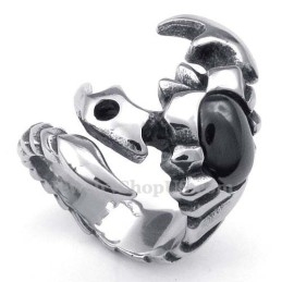 Titanium Schorpioen Ring Met Zwarte Zirkoon