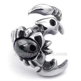 Titanium Schorpioen Ring Met Zwarte Zirkoon