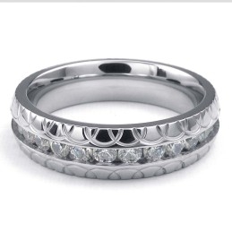 Titanium Ronde Ring Met Witte Zirkoon
