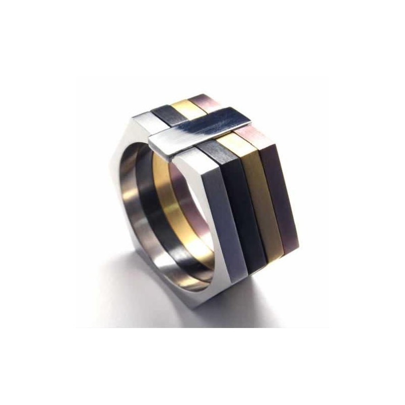 Zeshoekige Gekleurde Titanium Ring Van 11 Mm