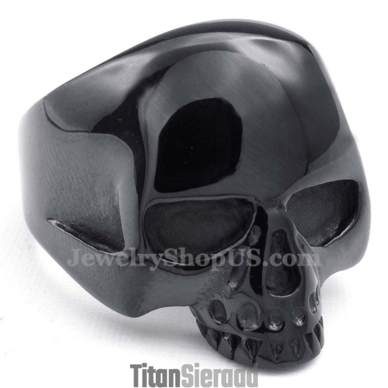 Zwarte Titanium Schedelring Zwarte Titanium Schedelring