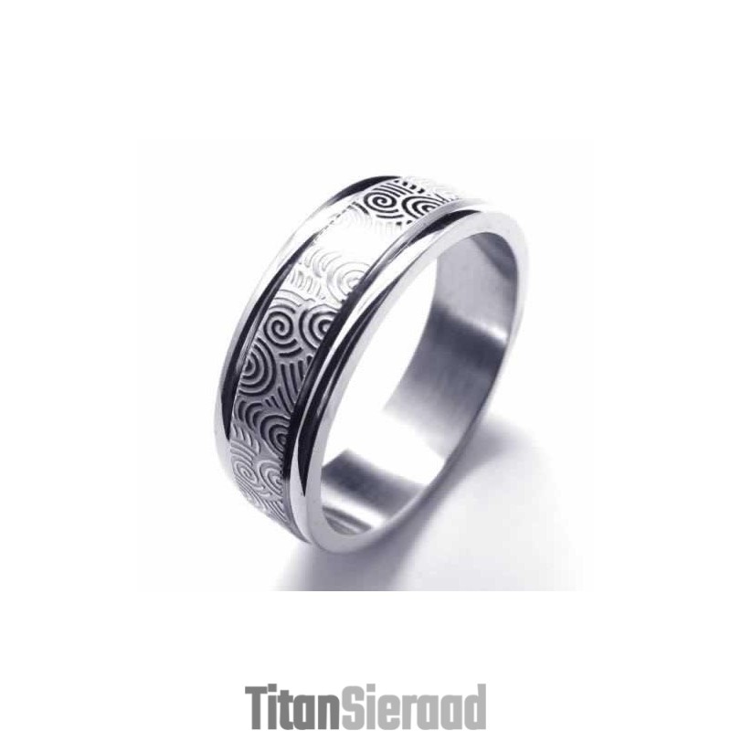 Titanium 6 Mm Ring Met Twee Groeven Titanium 6 Mm Ring Met Twee Groeven
