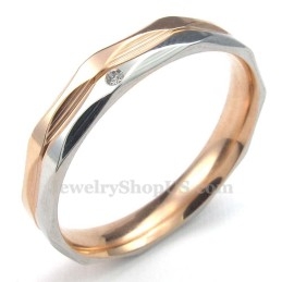 Roségouden Titanium Koppelring Met Witte Zirkoon