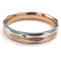 Roségouden Titanium Koppelring Met Witte Zirkoon