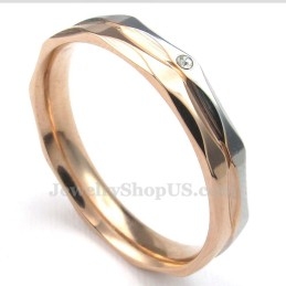 Roségouden Titanium Koppelring Met Witte Zirkoon