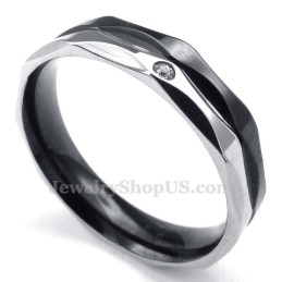 Zwarte Titanium Koppelring Met Witte Zirkoon