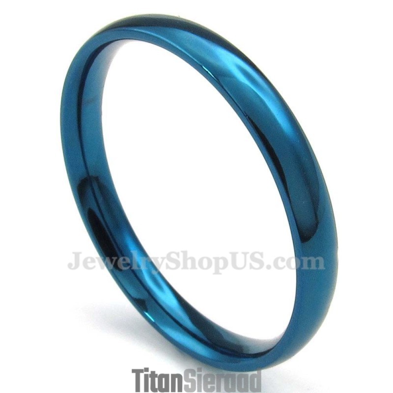 3 Mm Ronde Blauwe Titanium Ring