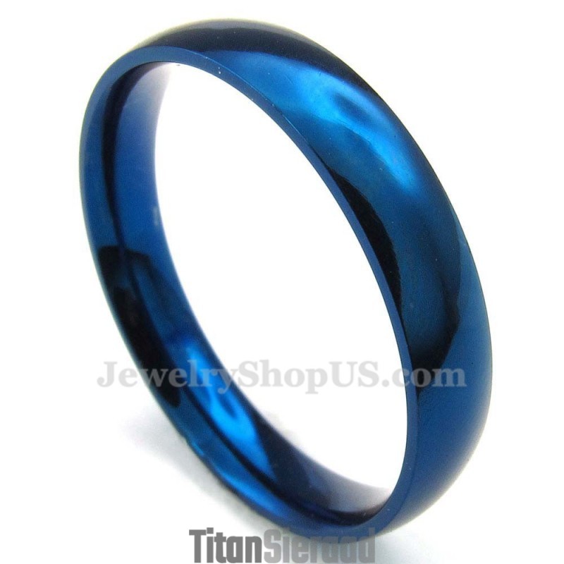 Mm Ronde Blauwe Titanium Ring