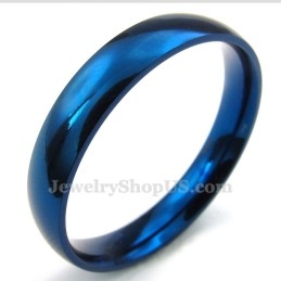 Mm Ronde Blauwe Titanium Ring