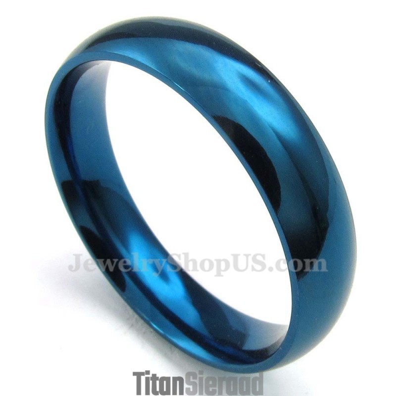 5 Mm Ronde Blauwe Titanium Ring 5 Mm Ronde Blauwe Titanium Ring