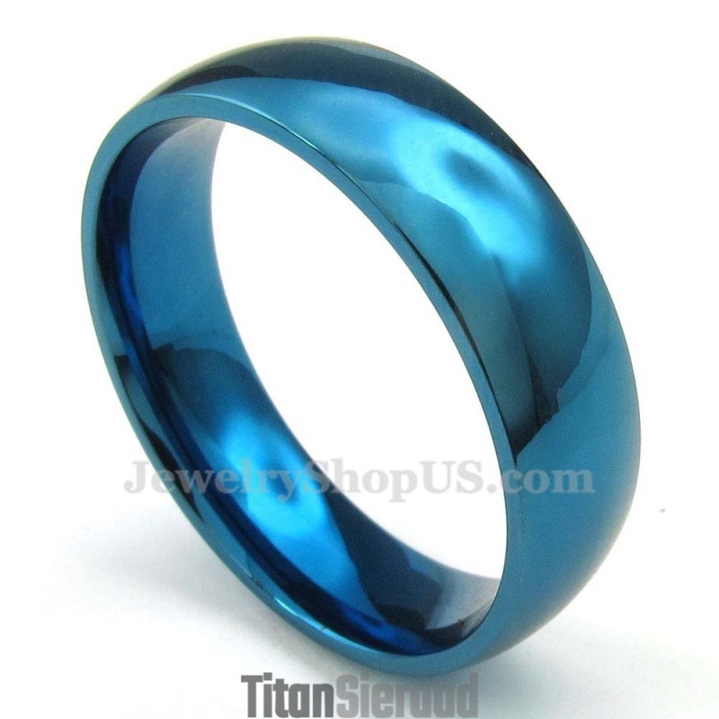 6 Mm Ronde Blauwe Titanium Ring 6 Mm Ronde Blauwe Titanium Ring