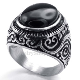 Titanium Ring Met Zwarte Siersteen