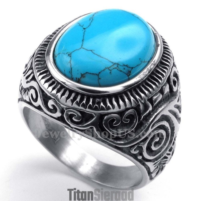 Titanium Ring Met Blauwe Siersteen Titanium Ring Met Blauwe Siersteen