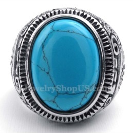 Titanium Ring Met Blauwe Siersteen