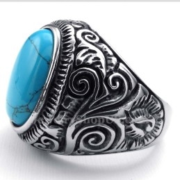 Titanium Ring Met Blauwe Siersteen