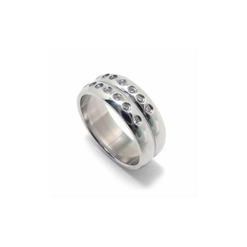 Diamanten 8 Mm Titanium Ingelegde Ring