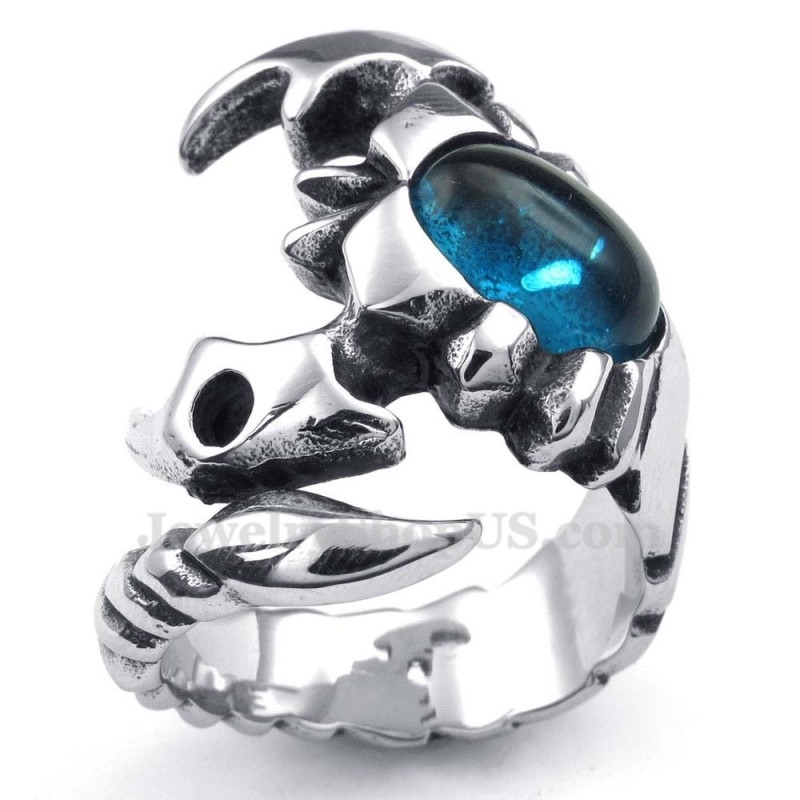 Titanium Schorpioen Ring Met Blauwe Zirkoon Titanium Schorpioen Ring Met Blauwe Zirkoon