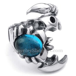 Titanium Schorpioen Ring Met Blauwe Zirkoon