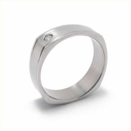 Diamanten Zetting 6 Mm Titanium Ingelegde Ring
