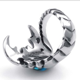Titanium Schorpioen Ring Met Blauwe Zirkoon