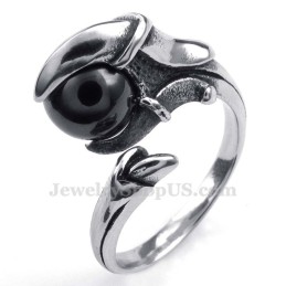 Titanium Pootring Met Zwarte Zirkoon