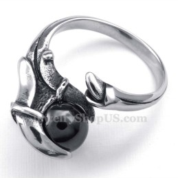 Titanium Pootring Met Zwarte Zirkoon