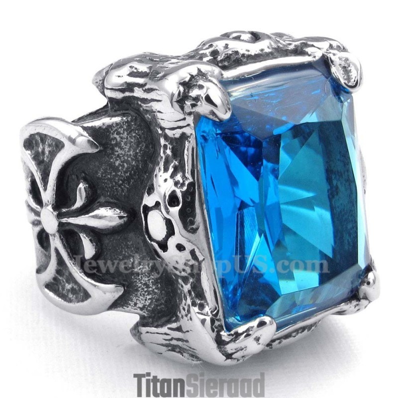 Titanium Ring Met Blauwe Zirkoon Titanium Ring Met Blauwe Zirkoon