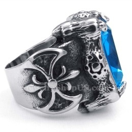 Titanium Ring Met Blauwe Zirkoon