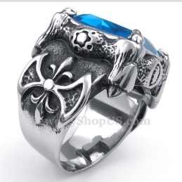 Titanium Ring Met Blauwe Zirkoon