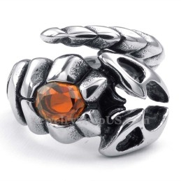 Titanium Schorpioen Ring Met Rode Zirkoon