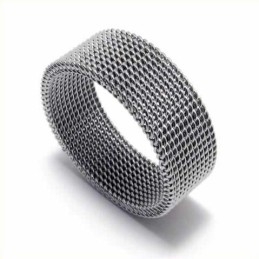 Unisex 8 Mm Titanium Ring Met Mesh