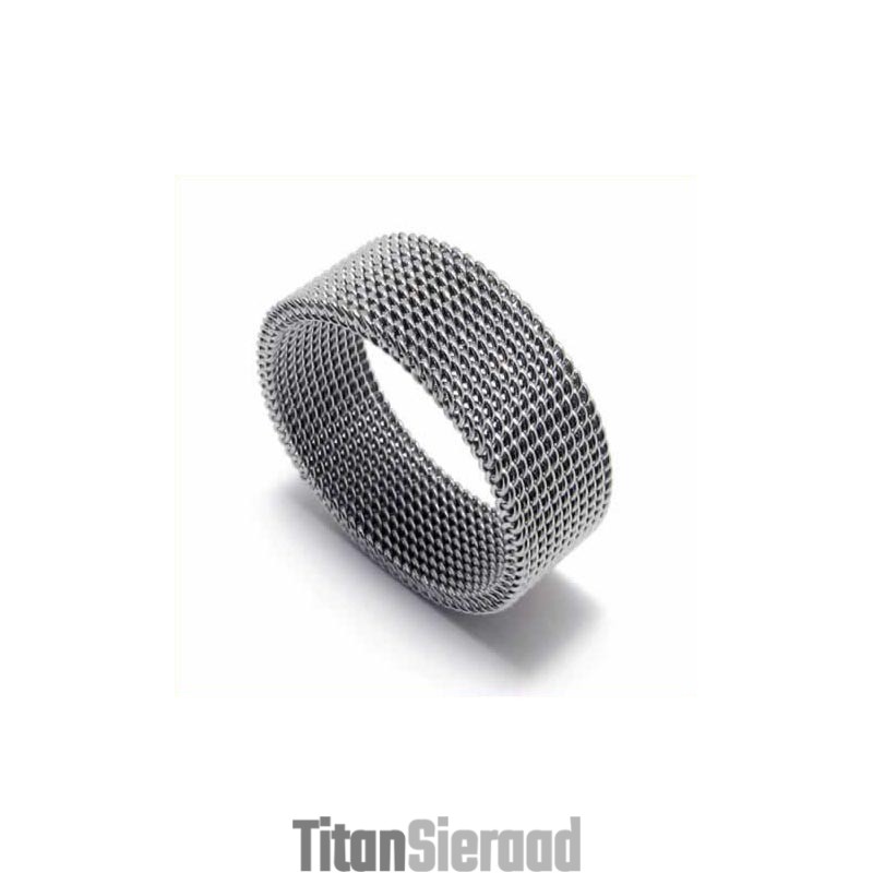 Unisex 8 Mm Titanium Ring Met Mesh Unisex 8 Mm Titanium Ring Met Mesh