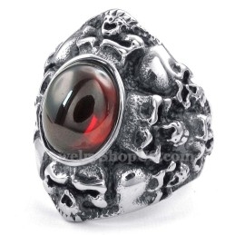 Titanium Schedelring Met Rode Zirkoon