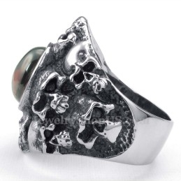 Titanium Schedelring Met Rode Zirkoon