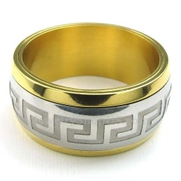 Gouden Zilveren Titanium Ring Met Great Wall-Patroon
