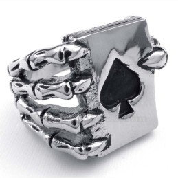 Titanium Skelet Spookhand Spades Poker Vingerring