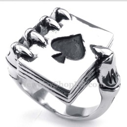 Titanium Skelet Spookhand Spades Poker Vingerring
