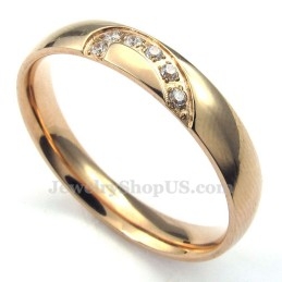 Gouden Titanium Hartring Met Witte Zirkoon