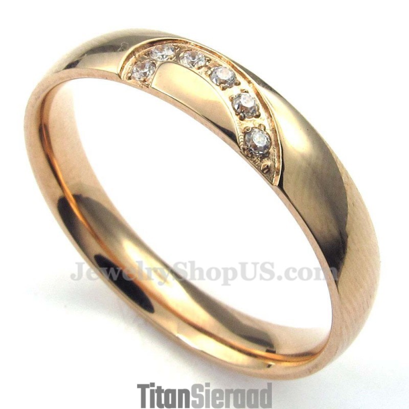 Gouden Titanium Hartring Met Witte Zirkoon