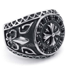 Titanium Ring Met Zwarte Strass