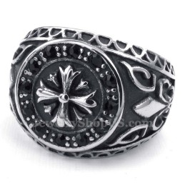 Titanium Ring Met Zwarte Strass