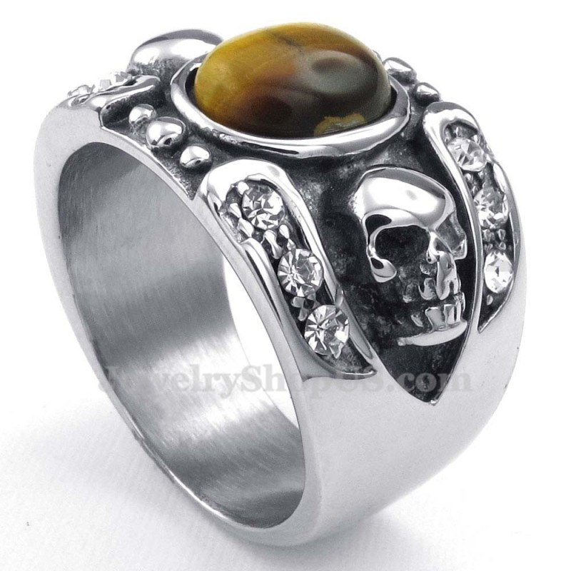 Titanium Schedelring Met Siersteen Titanium Schedelring Met Siersteen