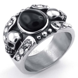Titanium Agaat Ingelegde Schedelring