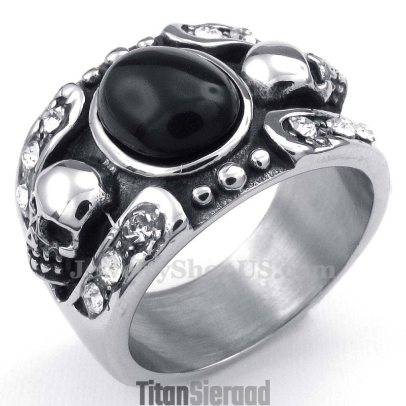 Titanium Agaat Ingelegde Schedelring