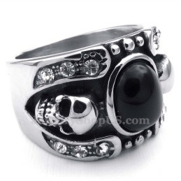 Titanium Agaat Ingelegde Schedelring