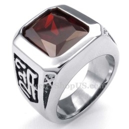 Titanium Ring Met Rode Zirkoon